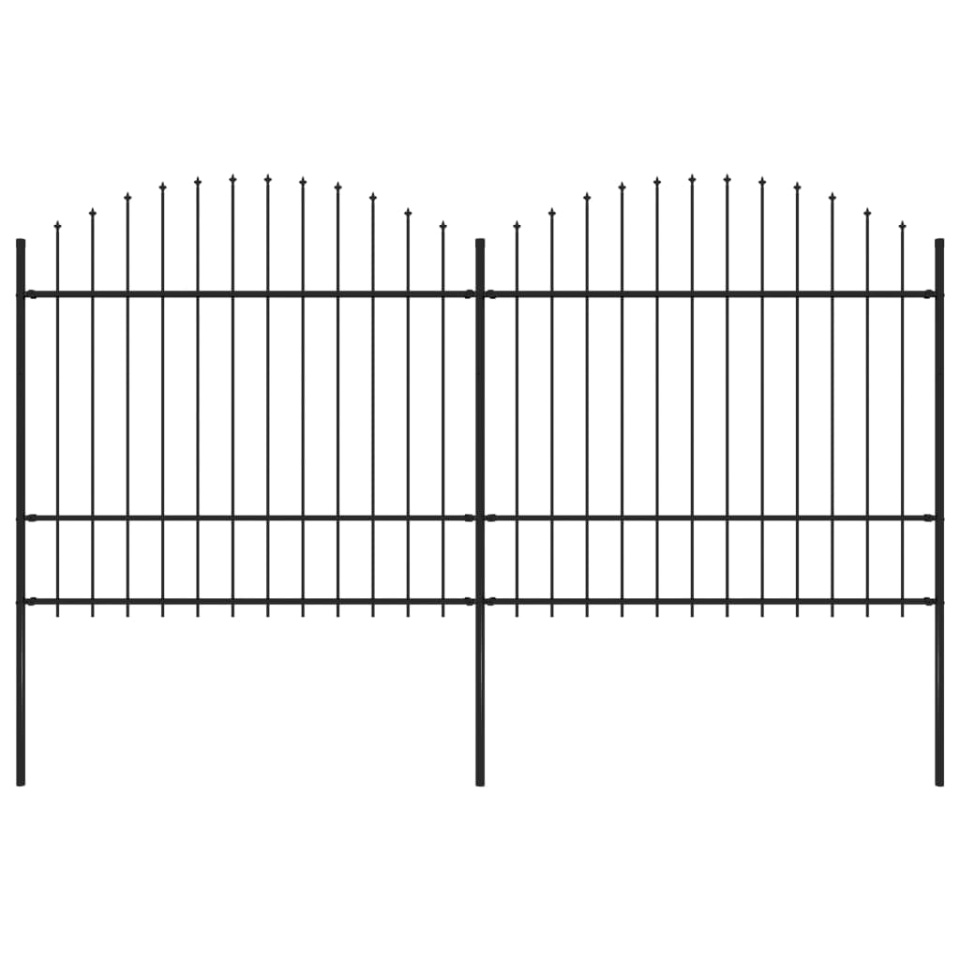 Gard de grădină cu vârf suliță, negru, 3,4 m, oțel