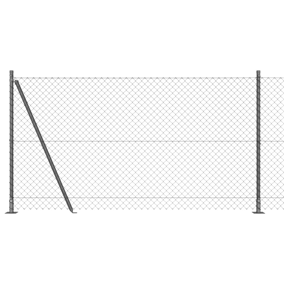 Gard din plasă de lanț cu 7 stâlpi flansați 1.2x10 m Oțel galvanizat - 1 | YEO