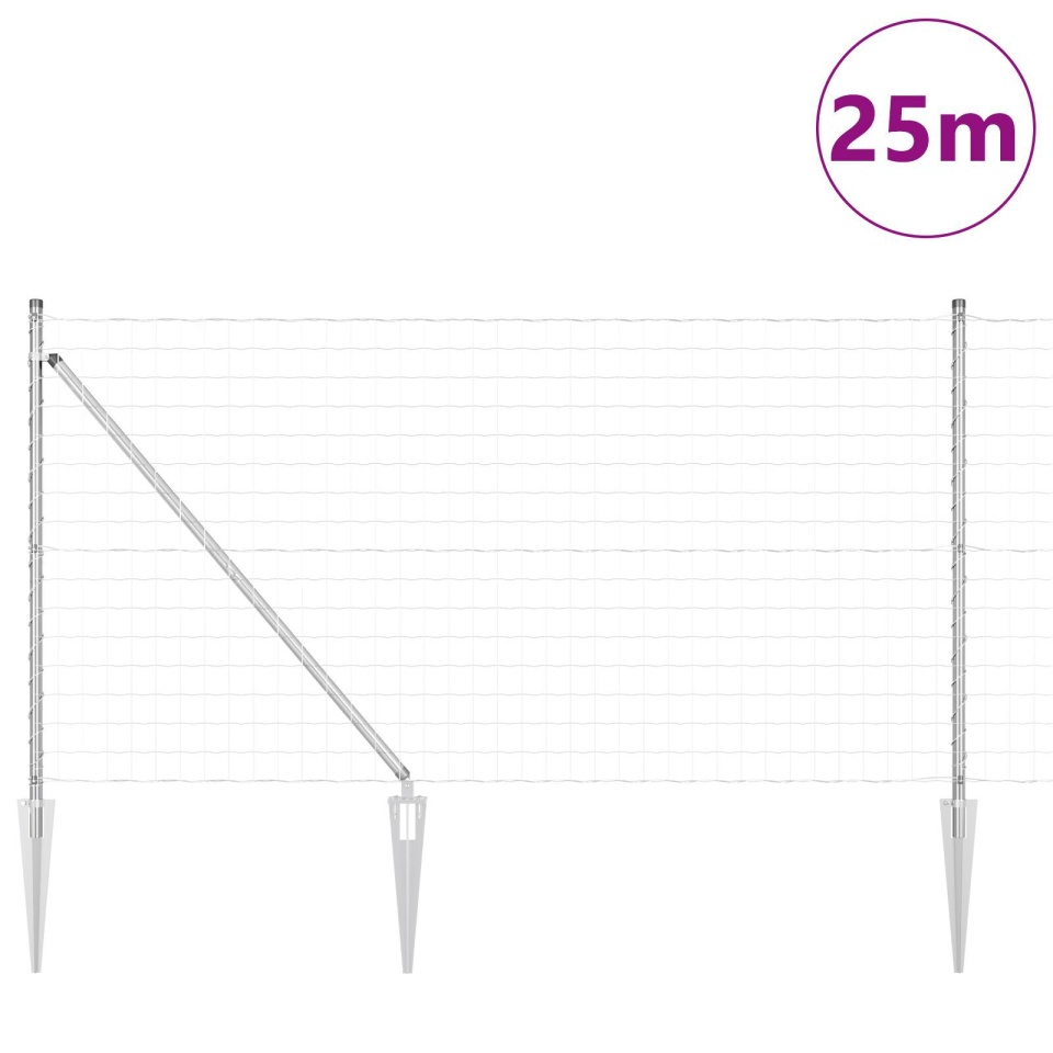 Gard euro cu 13 stâlpi ancoră 1x25 m din oțel galvanizat - 2 | YEO