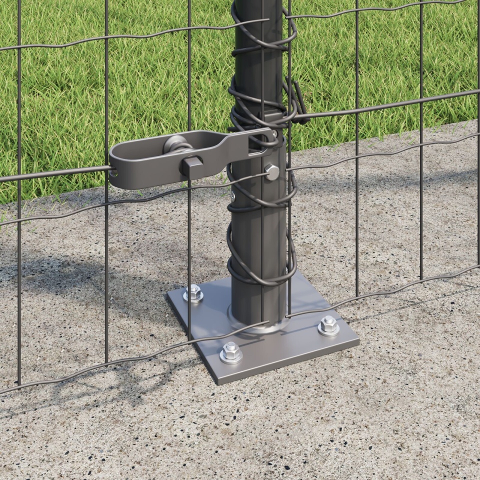 Gard Euro cu 7 stâlpi cu flanșă 1.5x10 m din oțel galvanizat - 3 | YEO