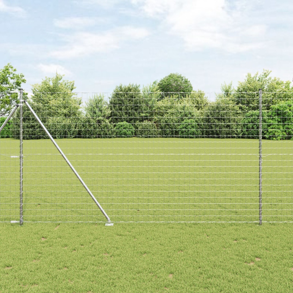 Gard Euro cu 7 stâlpi cu vârfuri 1.6x10 m Oțel galvanizat