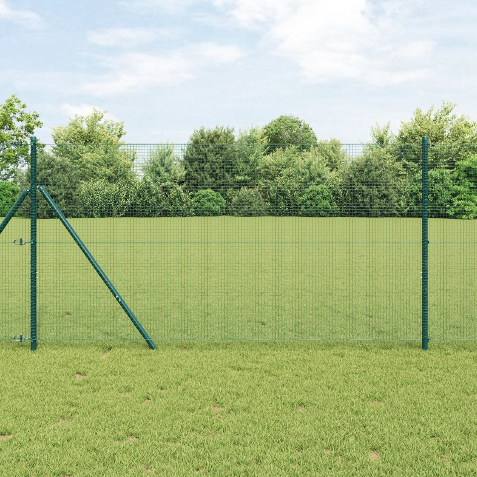 Gard metalic sudat cu 13 stâlpi Verde 1x50 m Oțel