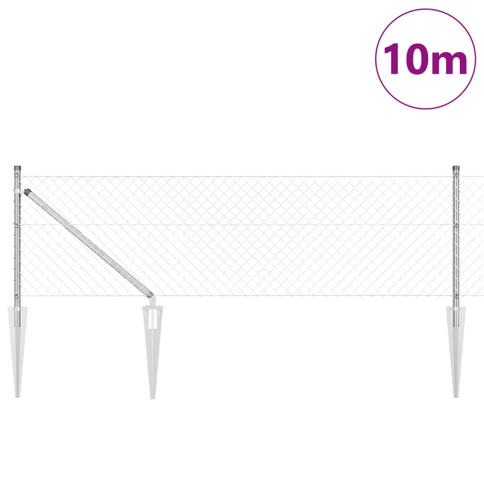 Împrejmuire cu 7 Posturi Spike 0.8x10 m Oțel Galvanizat - 2 | YEO