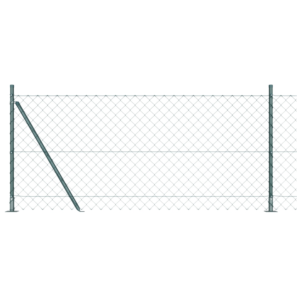 Împrejmuire cu plasă de sârmă cu 7 stâlpi flansați 1x10 m din oțel galvanizat - 1 | YEO