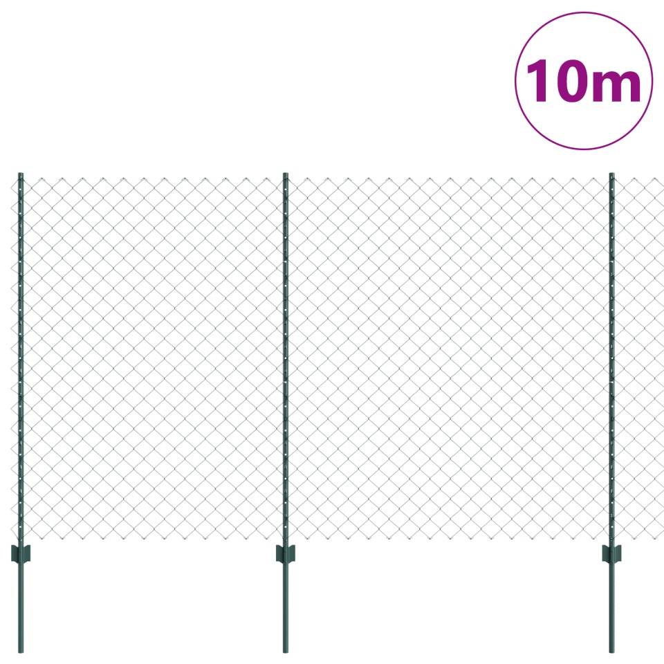 Împrejmuire lanț cu 10 stâlpi U Verde 1.6x10 m Oțel - 2 | YEO
