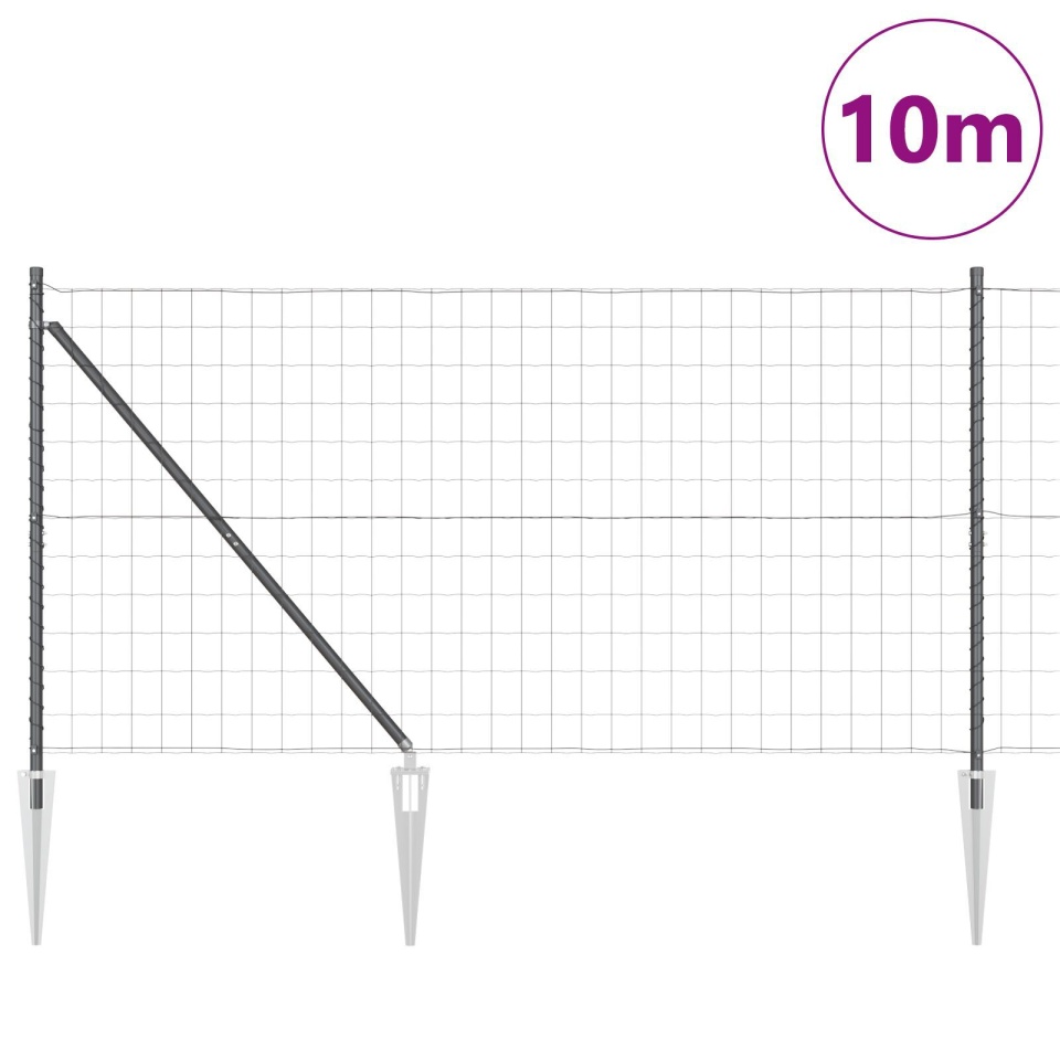 Împrejmuirea Euro cu 7 posturi cu vârf de 1.2x10 m din oțel galvanizat gri - 2 | YEO