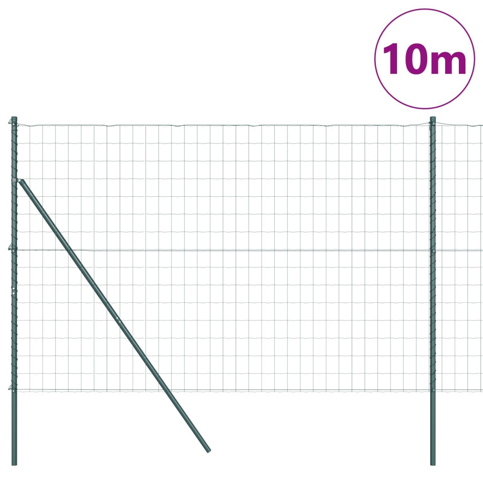 Împrejmuirea Euro cu 7 stâlpi 1.5x10 m din oțel galvanizat verde - 2 | YEO
