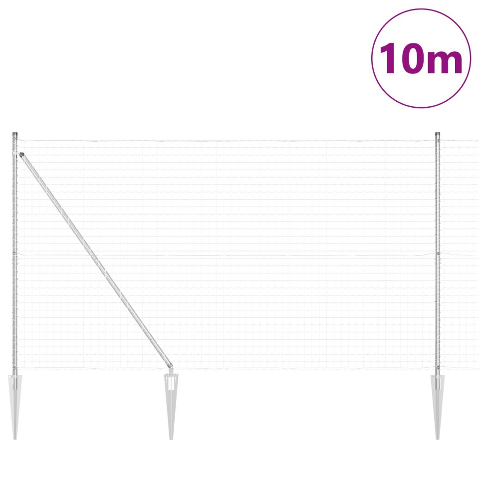 Împrejmuirea Euro cu 7 stâlpi cu vârfuri 1.6x10 m Oțel zincat - 2 | YEO