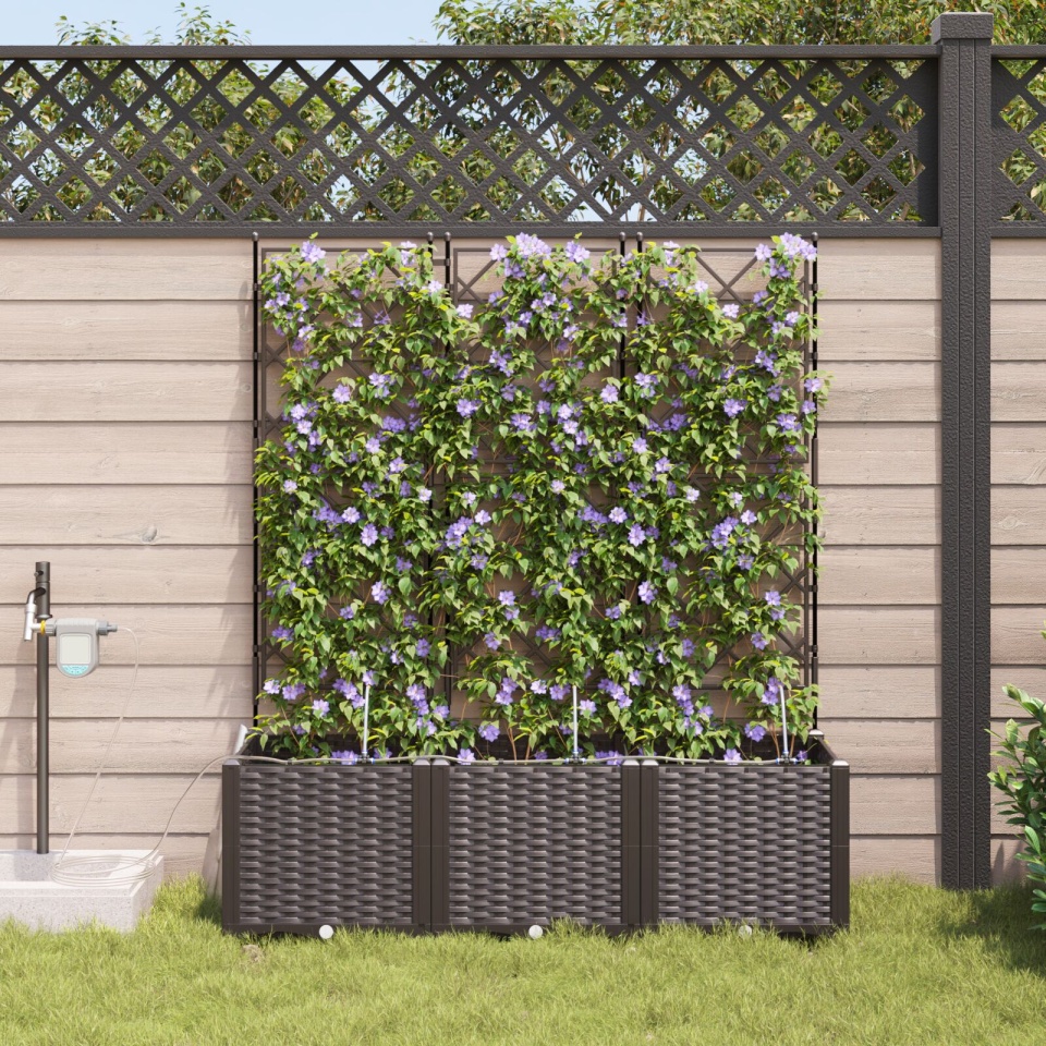 Jardiniere cu sistem de irigație a apei 3 buc Brown