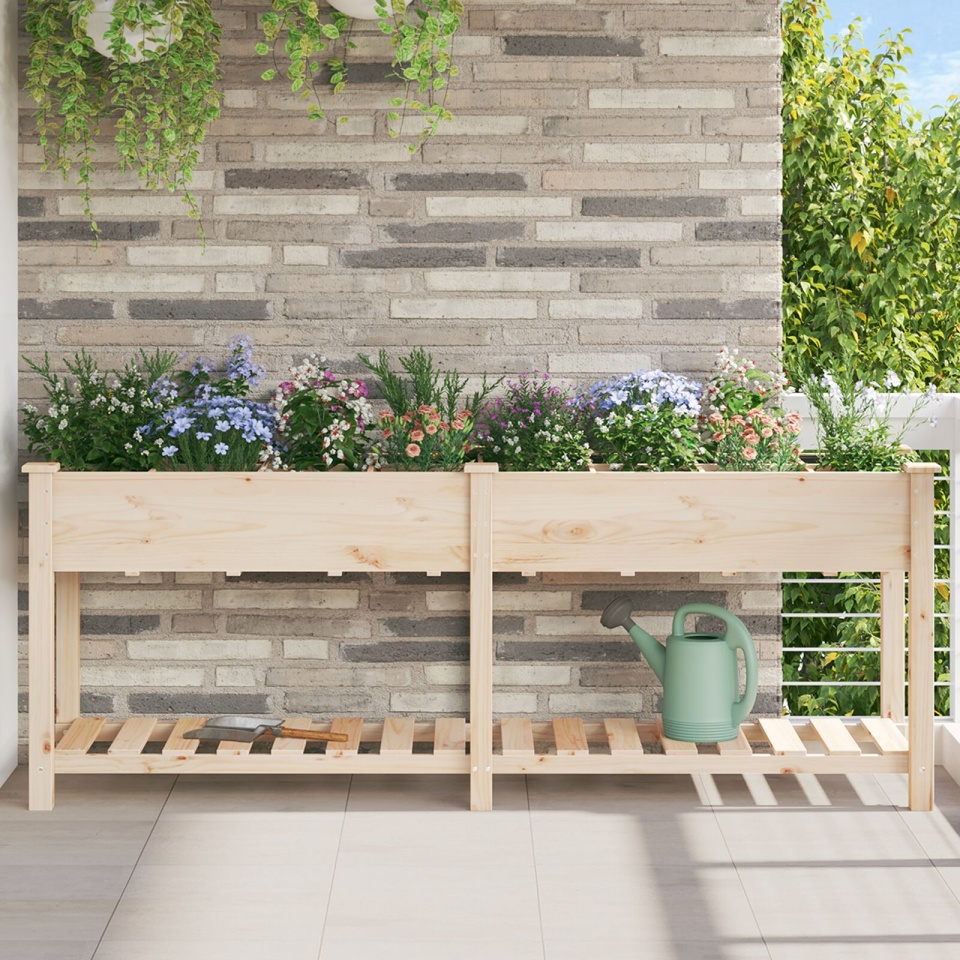 Jardiniere de grădină cu grile 203x53x76 cm Lemn masiv de brad