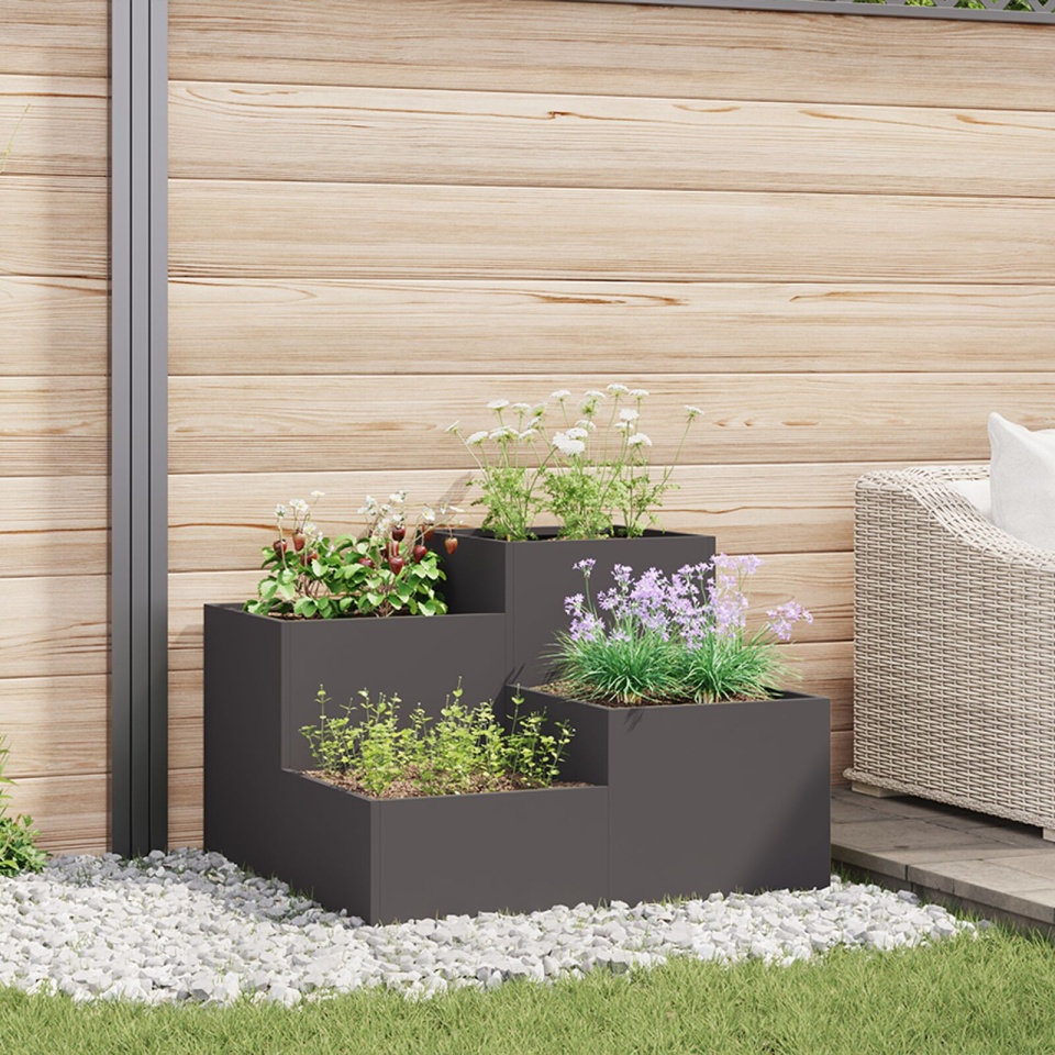 Jardiniere pentru grădină 100x100x60 cm Oțel Negru