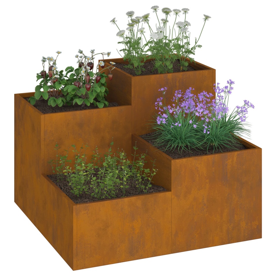 Jardiniță 80x80x60 cm Oțel rezistent la intemperii - 2 | YEO