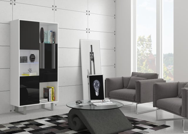 King 06 Biblioteca B White/Black High Gloss