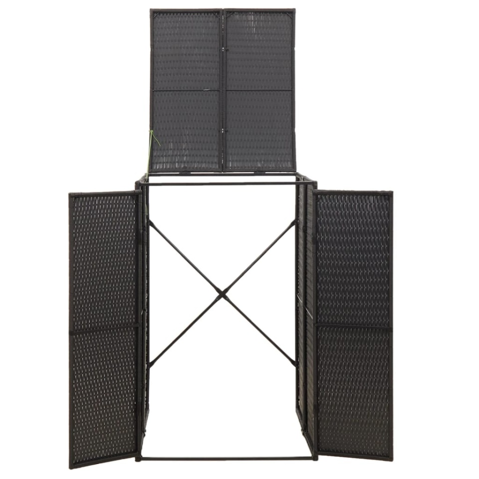 Magazie de pubelă cu roți, negru, 70x80x117 cm, poliratan - 3 | YEO