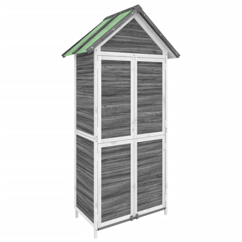 Magazie de unelte de grădină gri 89x52,5x175 cm lemn masiv pin - 1 | YEO