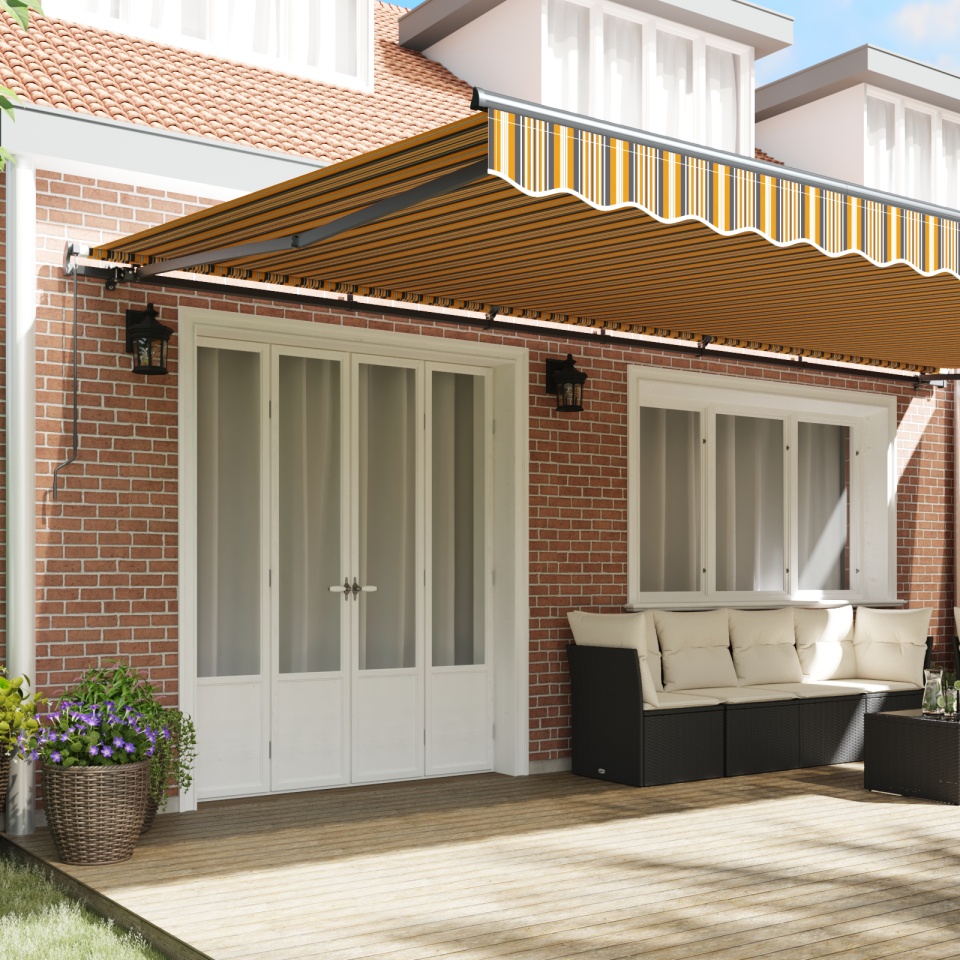Marchiză manuală retractabilă cu dungi multicolore 600x300 cm - 2 | YEO