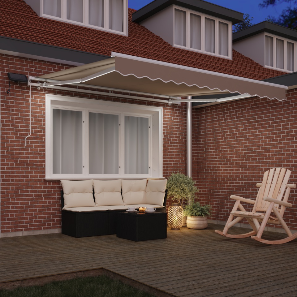 Marchiză Manuală Retractabilă cu LED Bej 300x250 cm, Marchiză de Înlocuire pentru Cadru de 3x2.5 m Bej - 2 | YEO