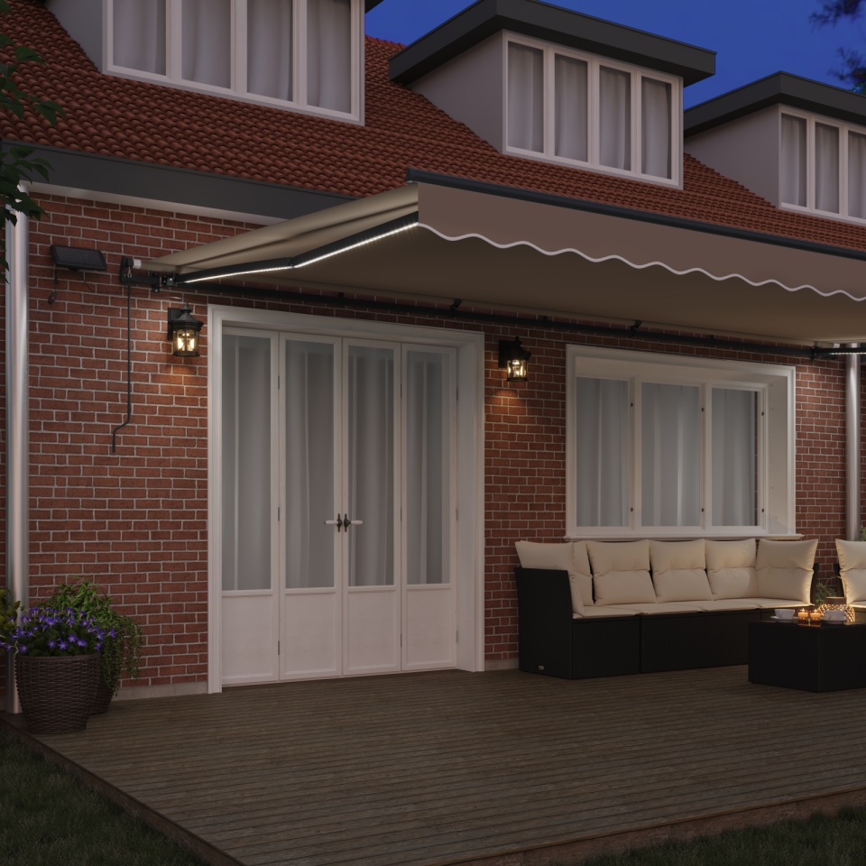 Marchiza Manuală Retractabilă cu LED Bej 600x300 cm, Material pentru înlocuirea marchizei 6x3 m Bej - 2 | YEO