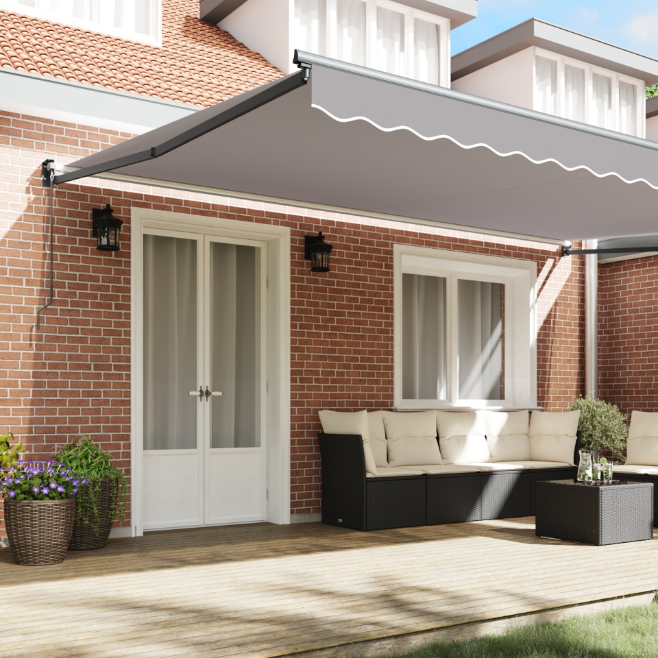 Marchiză manuală retractabilă Gri 500x300 cm, Țesătură de schimb pentru marchiză de 5x3 m Gri deschis - 2 | YEO
