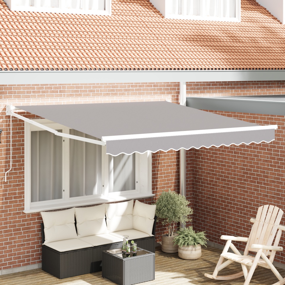 marchiză manuală retractabilă gri deschis 300x250 cm, material de schimb pentru marchiză pentru cadru de 3x2.5 m gri deschis