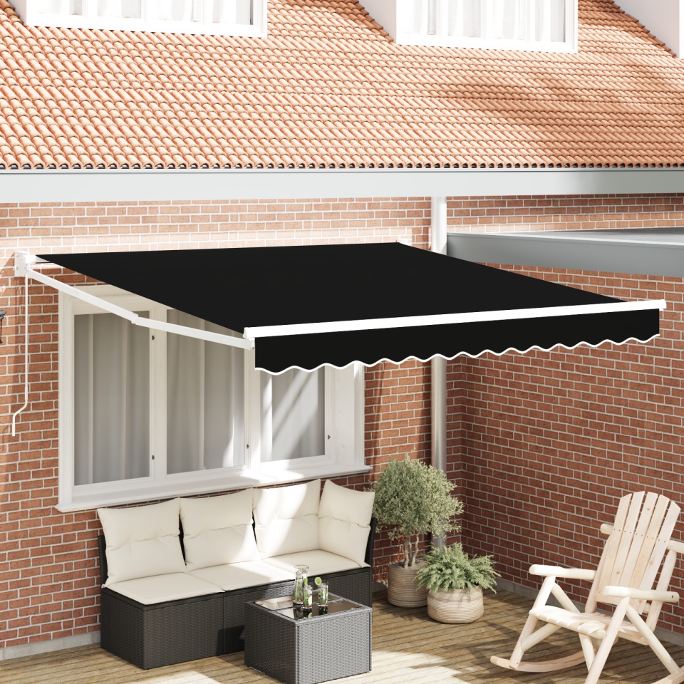 Marchiza manuală retractabilă Neagră 300x250 cm, Material de înlocuire pentru marchiză pentru cadru de 3x2.5 m Negru
