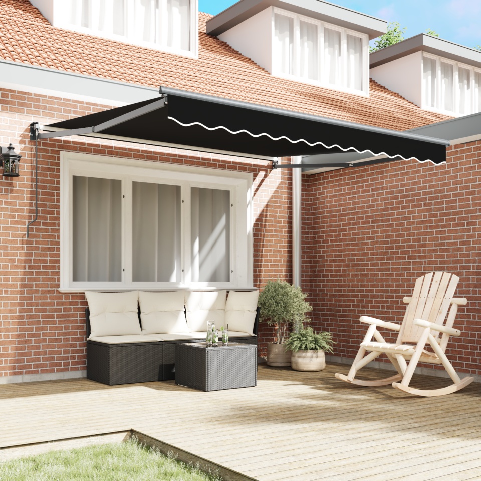Marchiză manuală retractabilă neagră 350x250 cm, Material de înlocuire pentru marchiză pentru cadru de 3.5x2.5 m negru - 2 | YEO