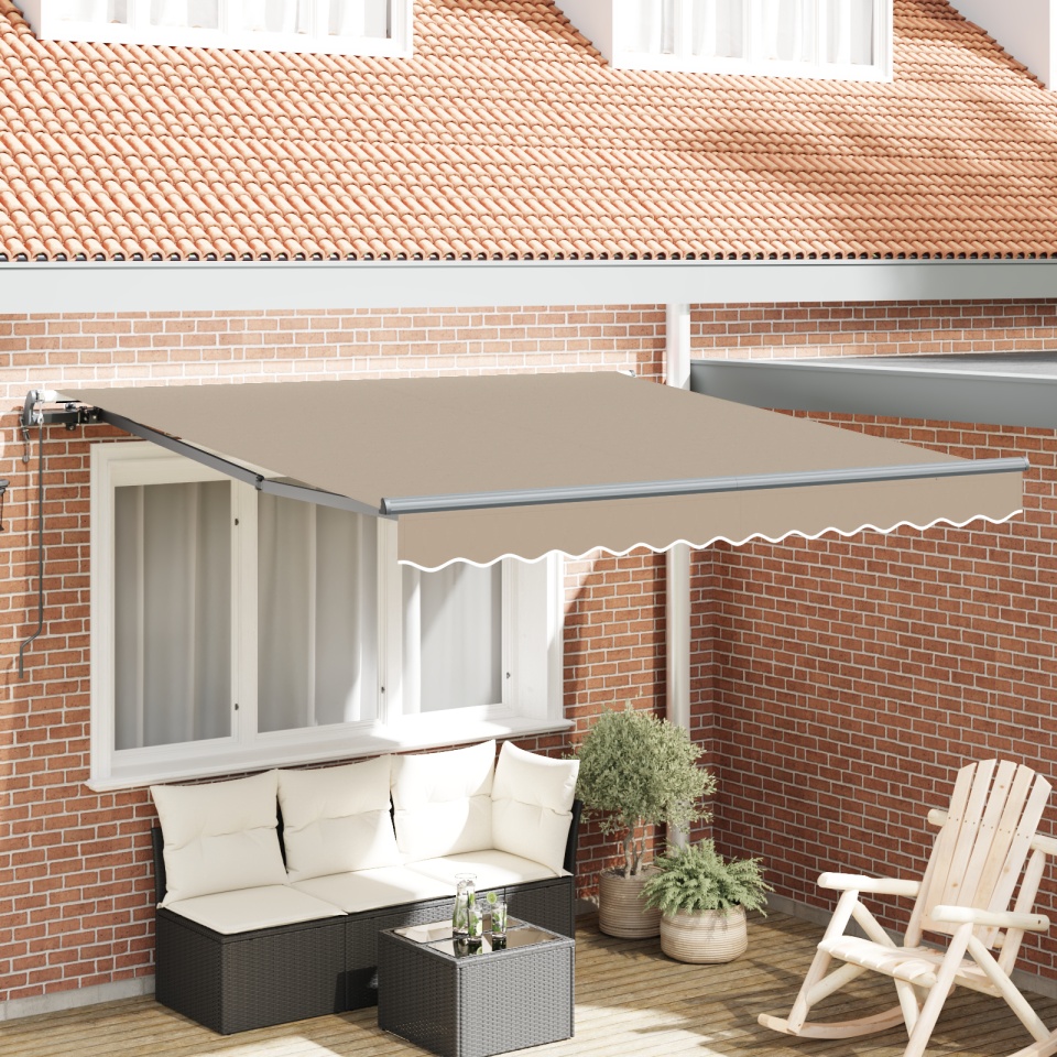 Marchiză retractabilă automată Bej 350x250 cm, Fabrică de înlocuire pentru marchiză 3.5x2.5 m Bej