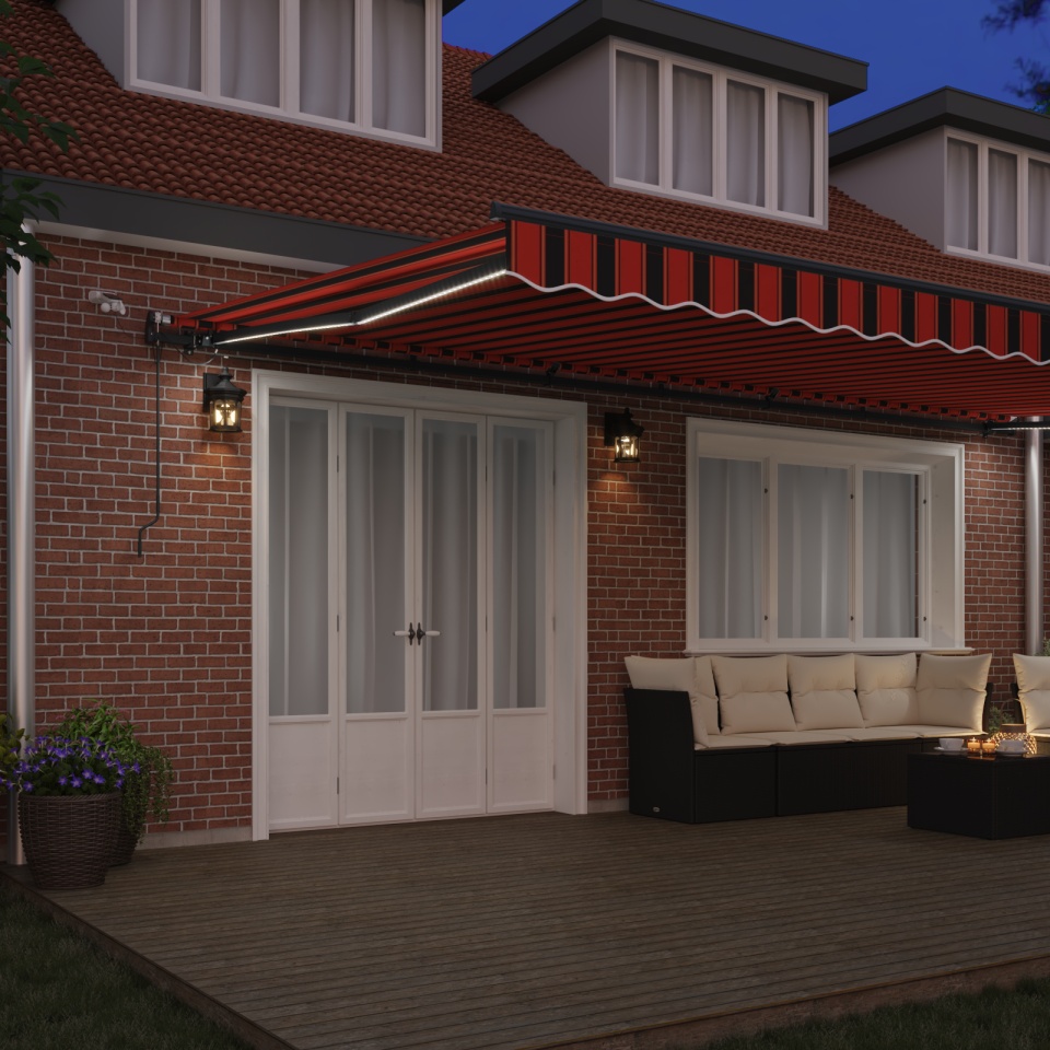 Marchiză Retractabilă Automată cu LED Portocalie și Maro 600x300 cm - 2 | YEO