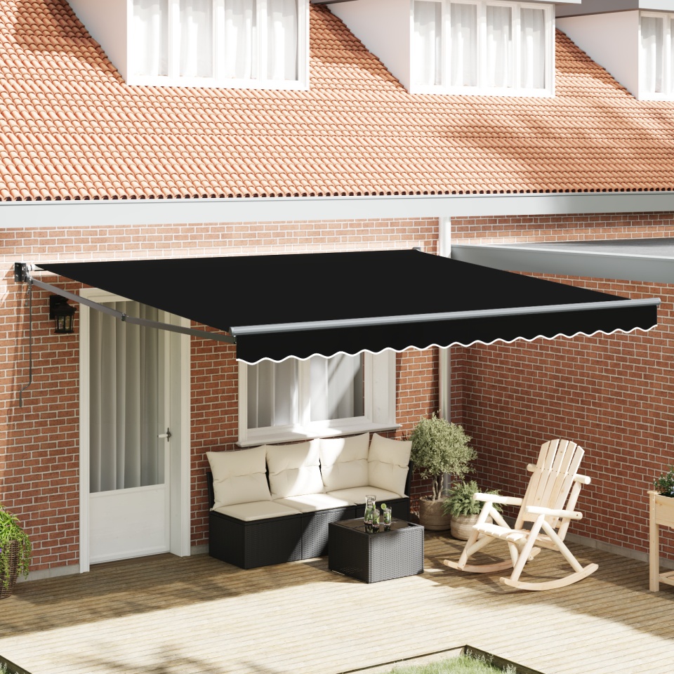 Marchiză retractabilă automată neagră 400x300 cm, Material de schimb pentru marchiză pentru cadru de 4x3 m negru