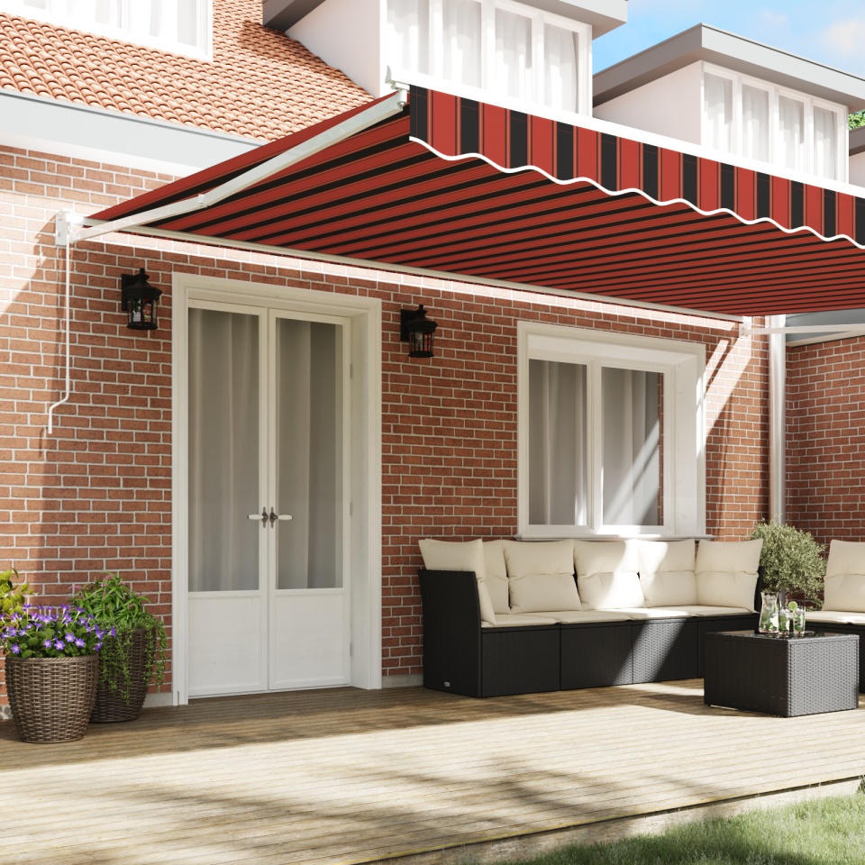 Marchiză retractabilă manuală portocalie și maro 500x300 cm - 2 | YEO