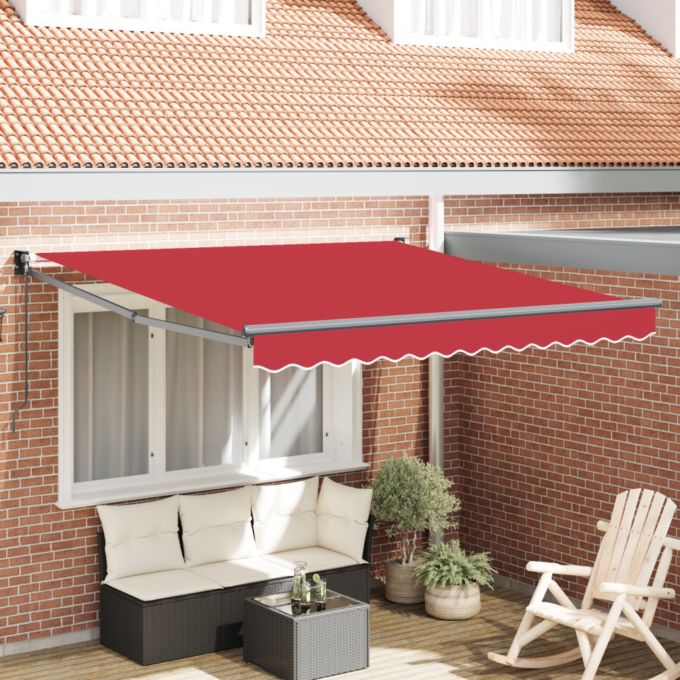 Marchiză retractabilă manuală Roșie 300x250 cm, Material de înlocuire pentru marchiză 3x2.5 m Roșie