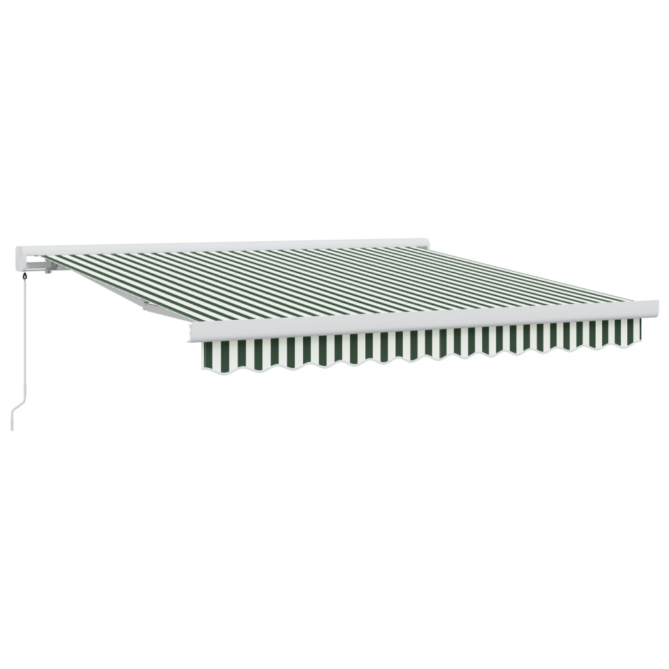 Marchiză Retractabilă Manuală Verde și Alb 350x250 cm, Material de Înlocuire pentru Marchiză pentru Cadru de 3,5x2,5 m Verde și Alb - 1 | YEO