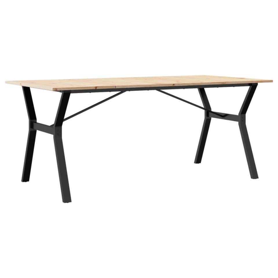 Masă de bucătărie, cadru Y, 180x90x75cm lemn masiv pin și fontă - 1 | YEO