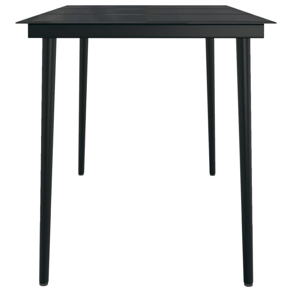 Masă de bucătărie de grădină, negru, 140x70x74 cm, oțel/sticlă - 3 | YEO