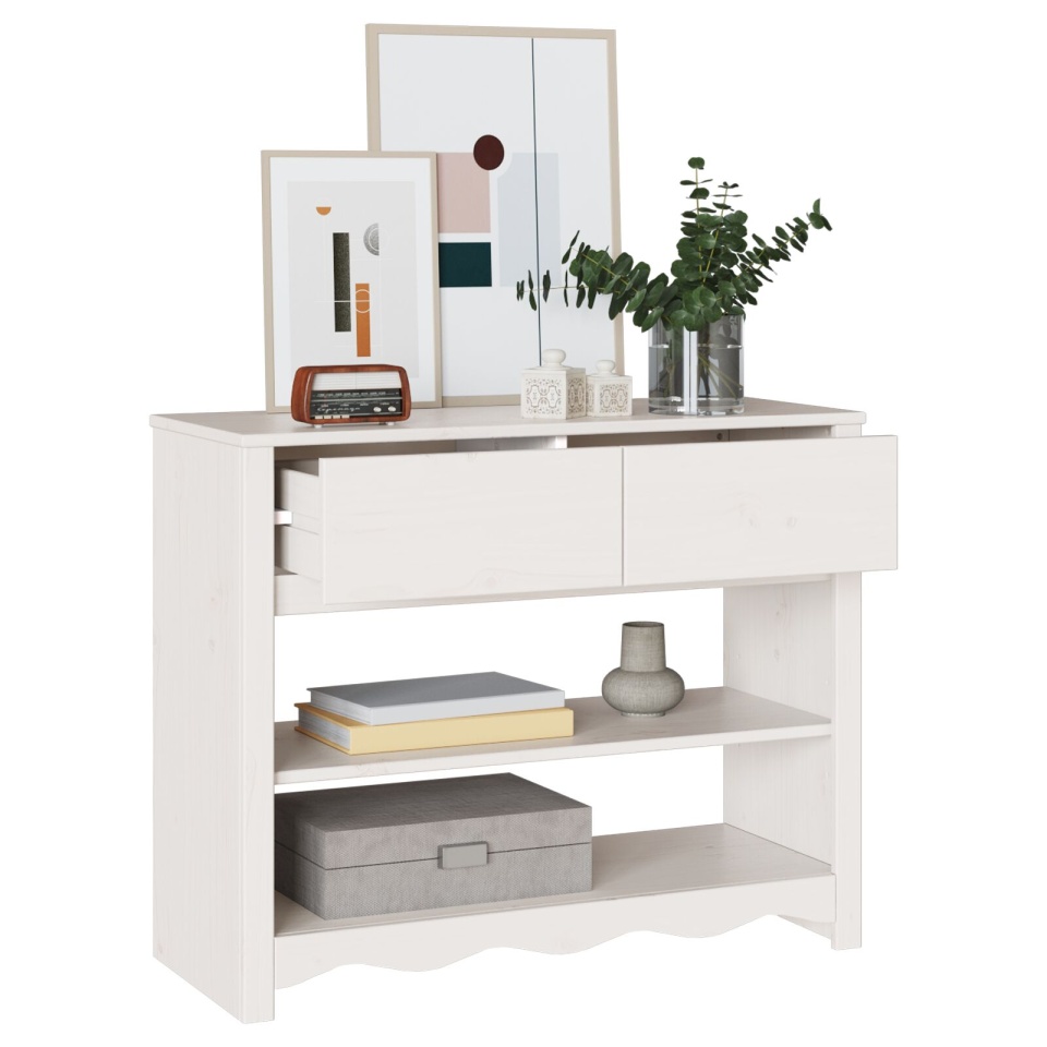 Masă de Consolă DRAMMEN Alb 89,5x37x73 cm Lemn Solid Pin - 2 | YEO