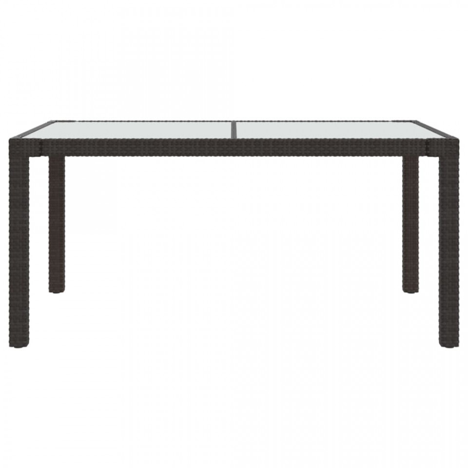 Masă de grădină maro150x90x75 cm sticlă securizată & poliratan - 2 | YEO