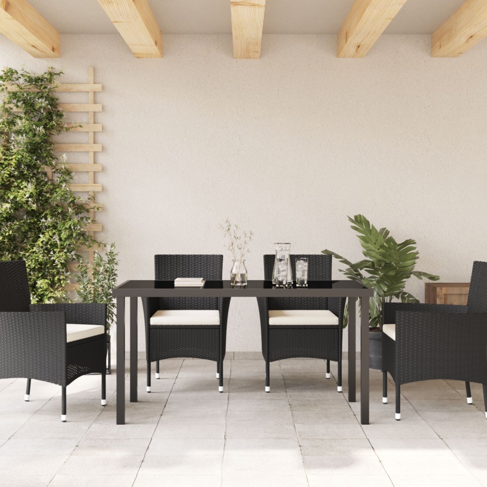 Masă de grădină Neagră 140x80x73 cm Sticlă securizată - 3 | YEO