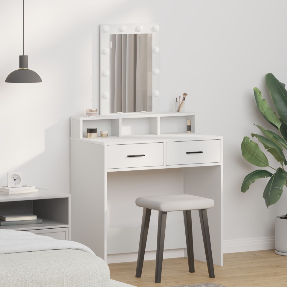 Masa de toaletă cu lumini LED Alb 79x41x140 cm