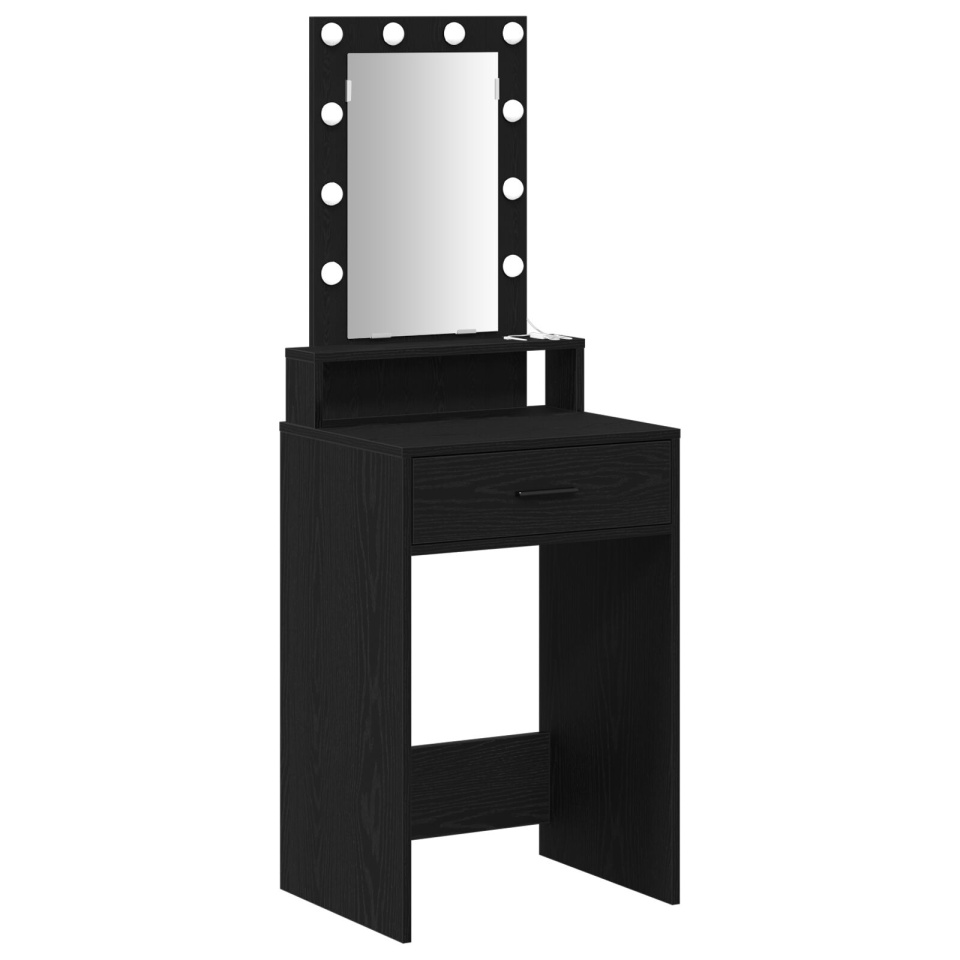 Masa de toaletă cu lumini LED, Negru Stejar, 50x41x140 cm - 1 | YEO