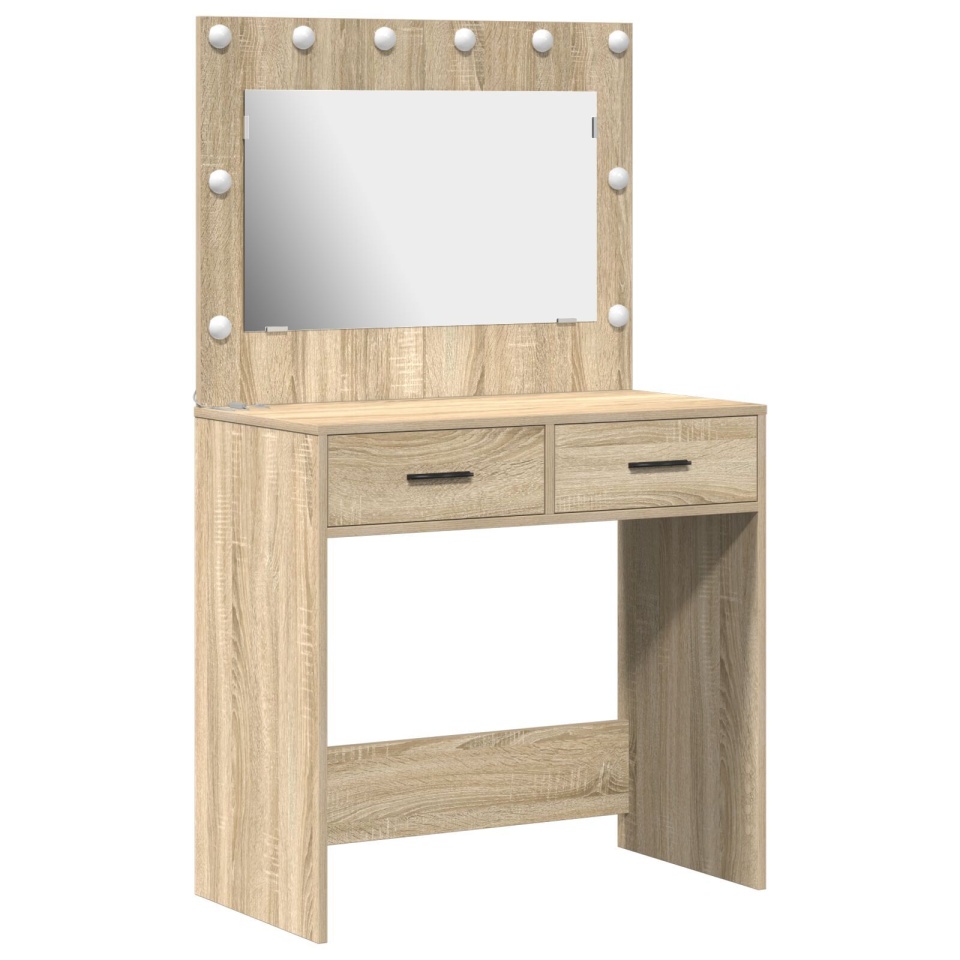 Masa de toaletă cu lumini LED, stejar sonoma, 78,5x41x135 cm - 1 | YEO
