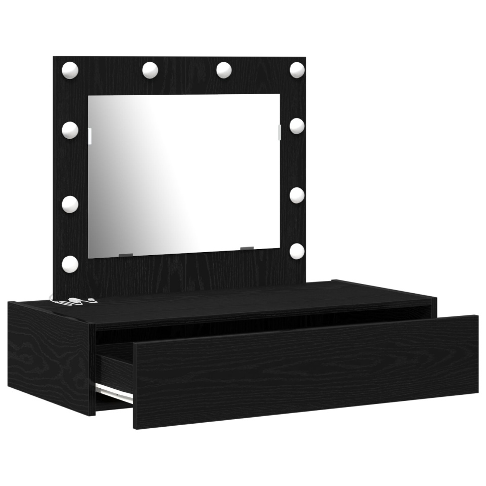 masă de toaletă suspendată cu lumini LED stejar negru - 3 | YEO