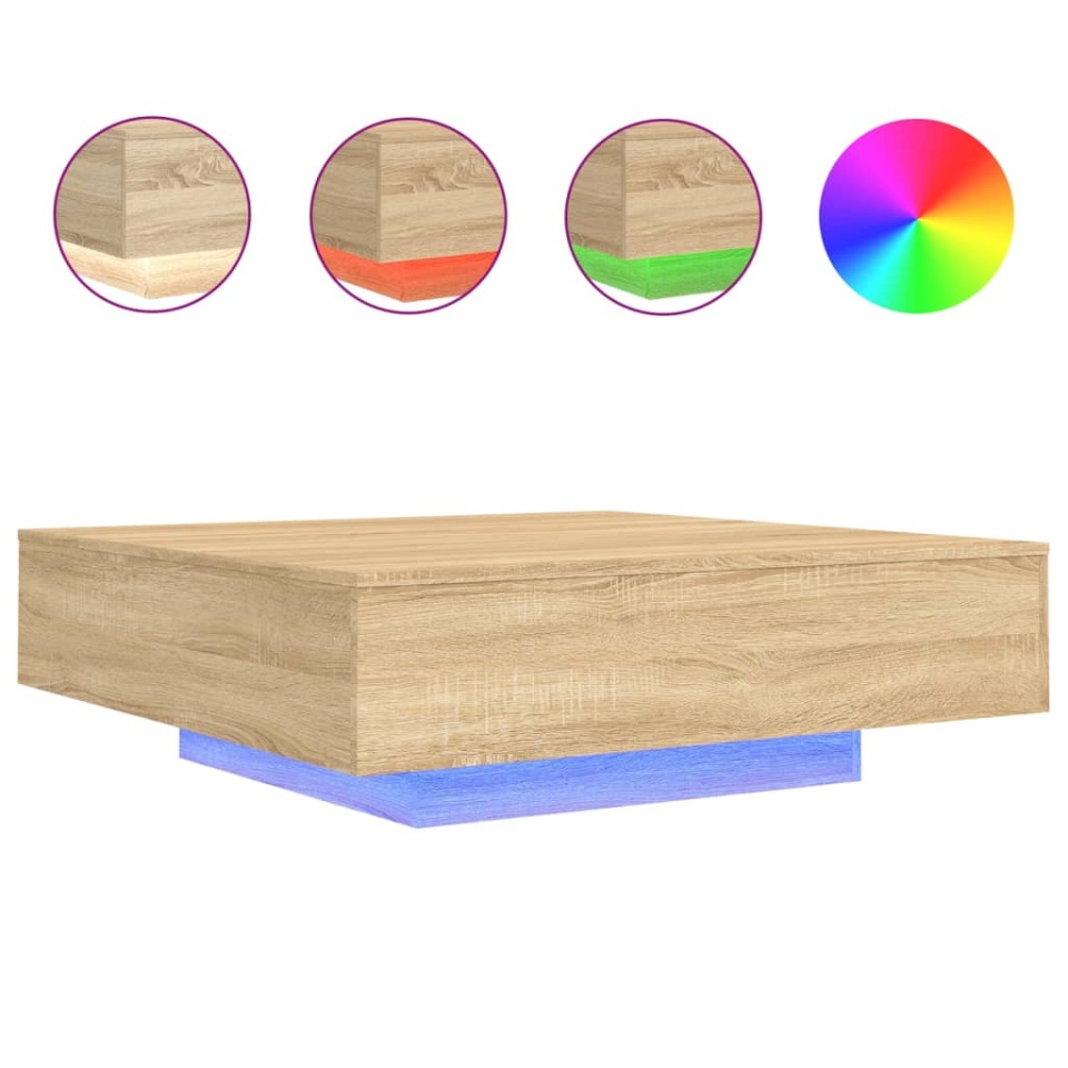 Măsuță de cafea cu lumini LED, stejar sonoma, 100x100x31 cm - 1 | YEO