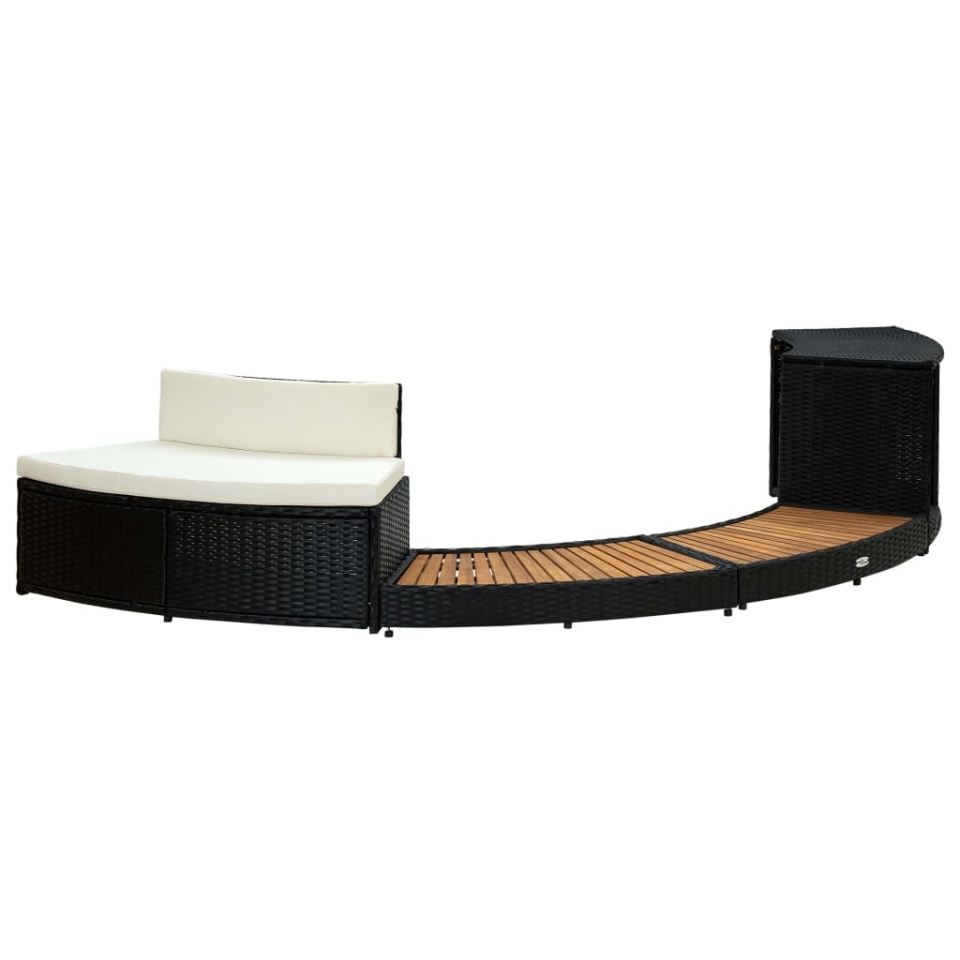 Mobilier de împrejmuire spa, negru, poliratan și lemn de acacia - 2 | YEO