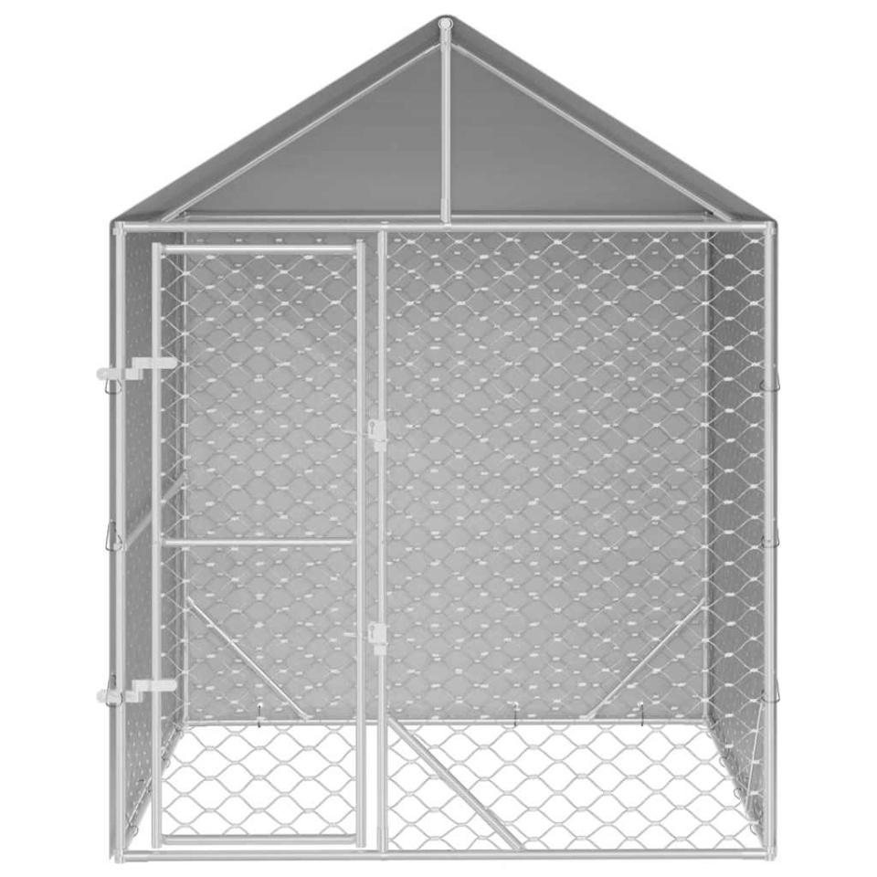 Padoc de exterior cu acoperiș argintiu 2x2x2,5m oțel galvanizat - 2 | YEO