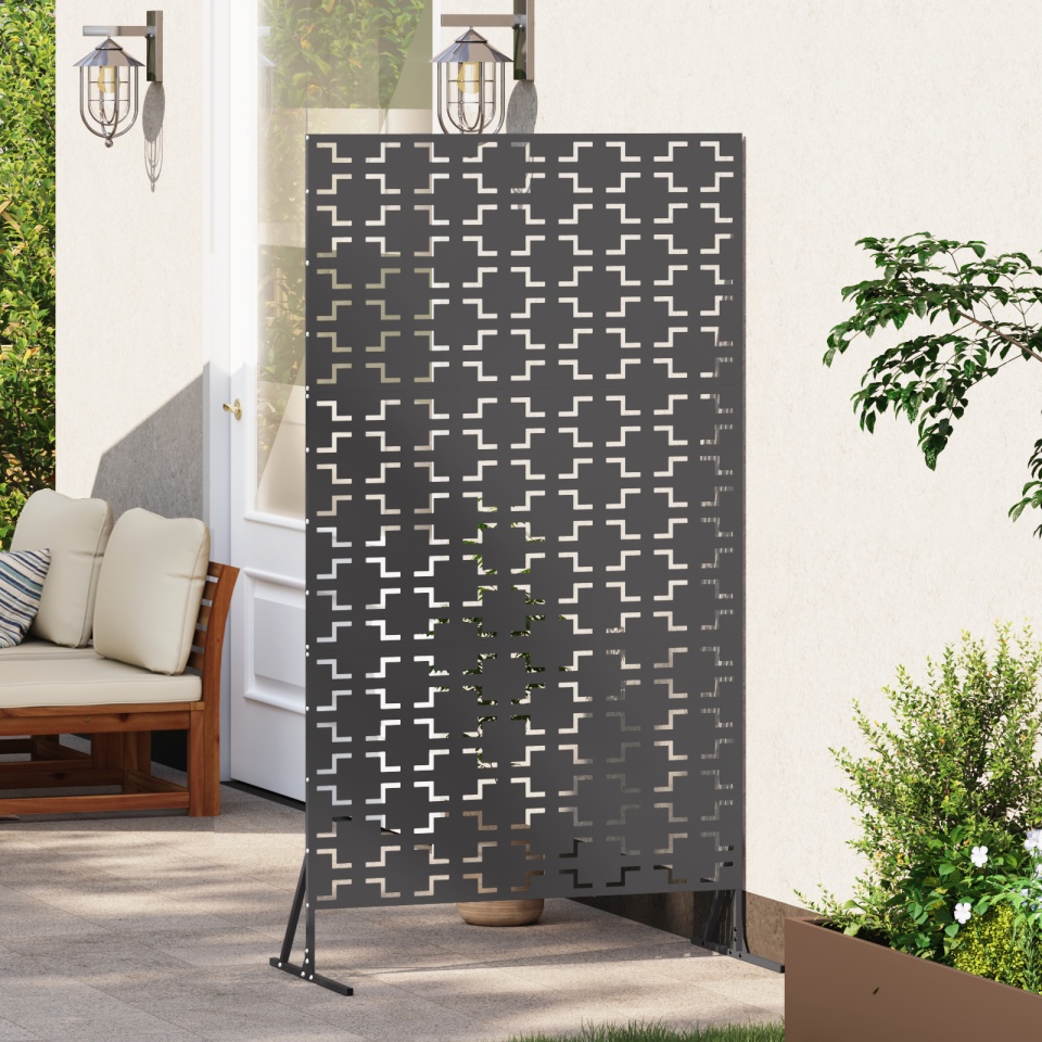 Panou de gard metalic Negru Metal Mare Inserții decorative - 2 | YEO