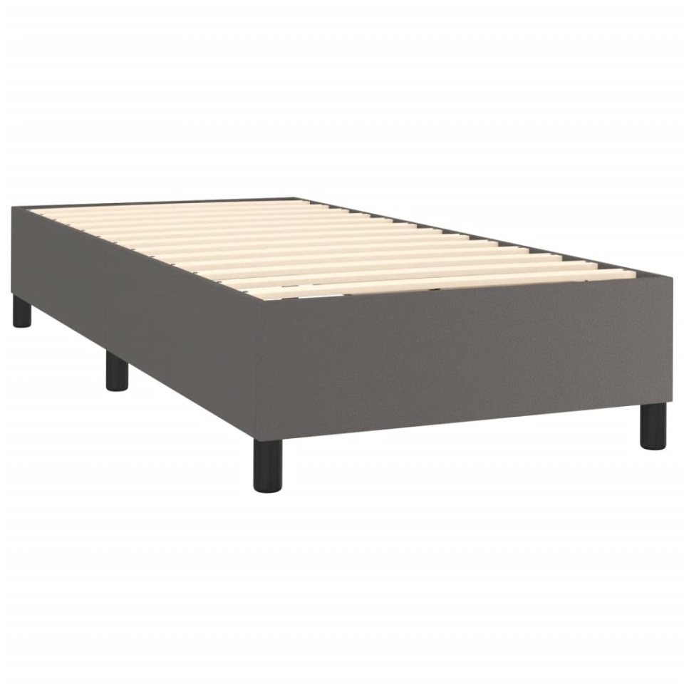 Pat box spring cu saltea, gri, 100x200 cm, piele ecologică - 3 | YEO