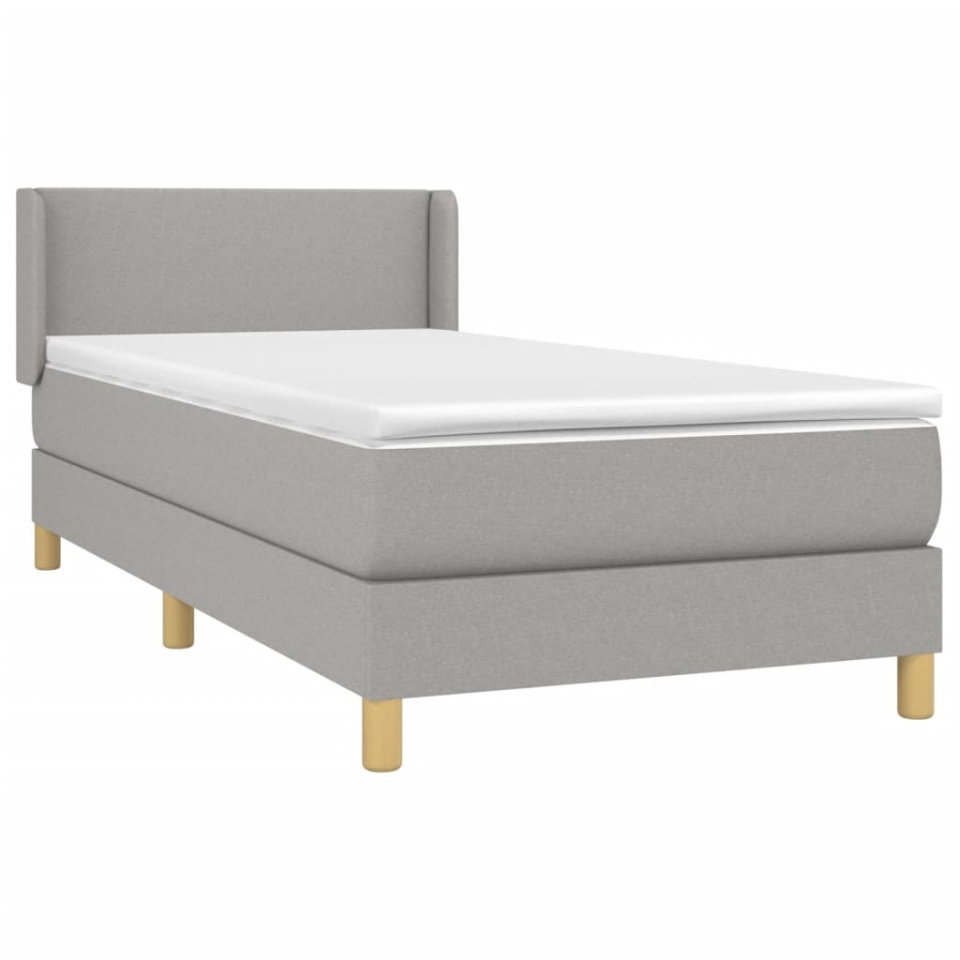 Pat box spring cu saltea, gri deschis, 100x200 cm, textil - 2 | YEO