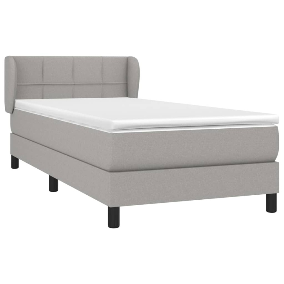 Pat box spring cu saltea, gri deschis, 100x200 cm, textil - 2 | YEO