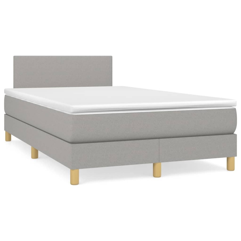 Pat box spring cu saltea, gri deschis, 120x200 cm, textil - 1 | YEO