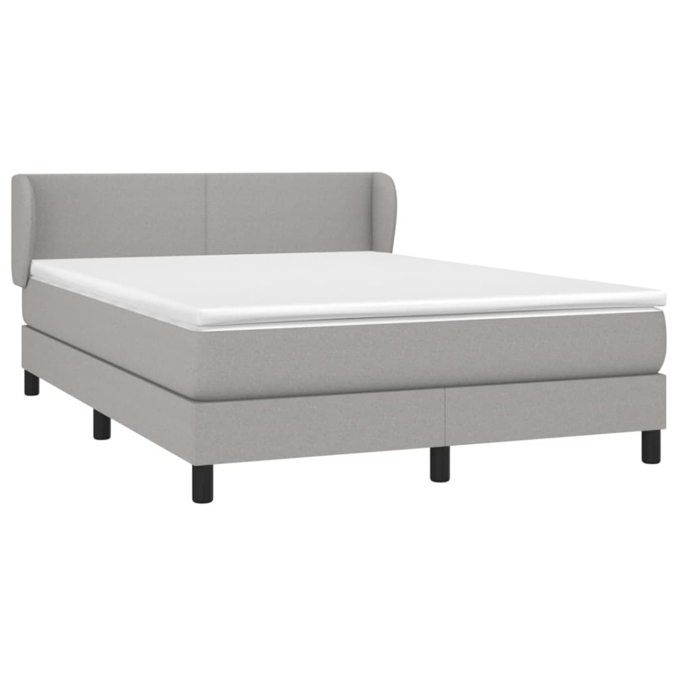 Pat box spring cu saltea, gri deschis, 140x190 cm, textil - 2 | YEO